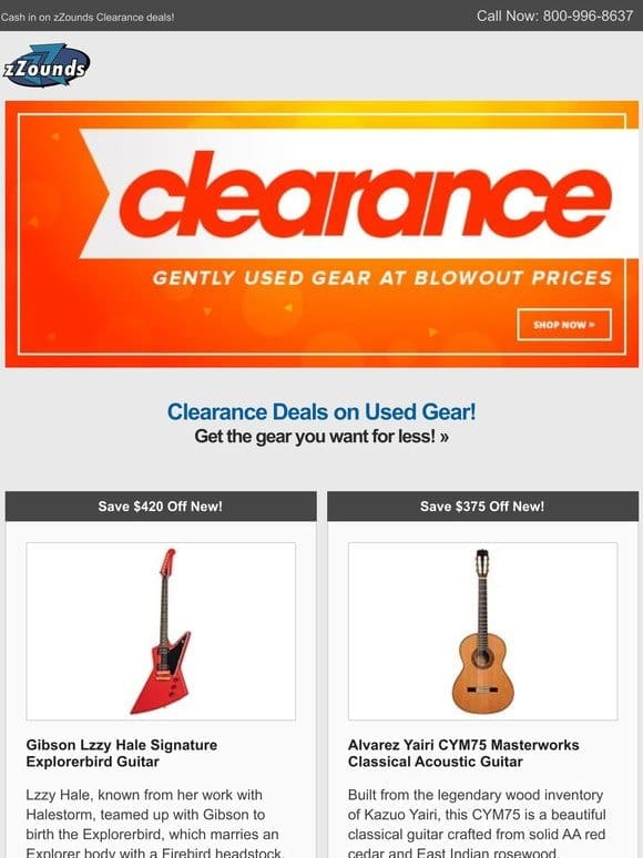Clearance: Save on Gibson， Electro-Voice， Korg， and More!