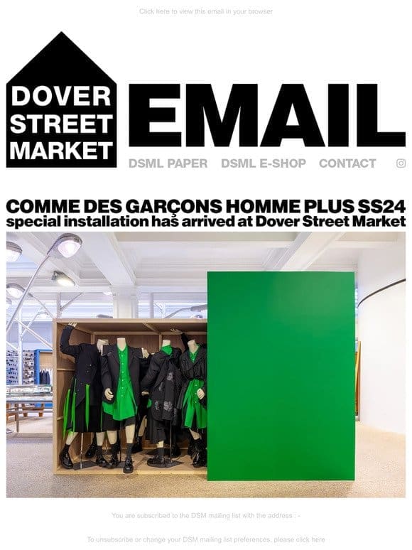 Comme des Garçons Homme Plus SS24 special installation has arrived at Dover Street Market