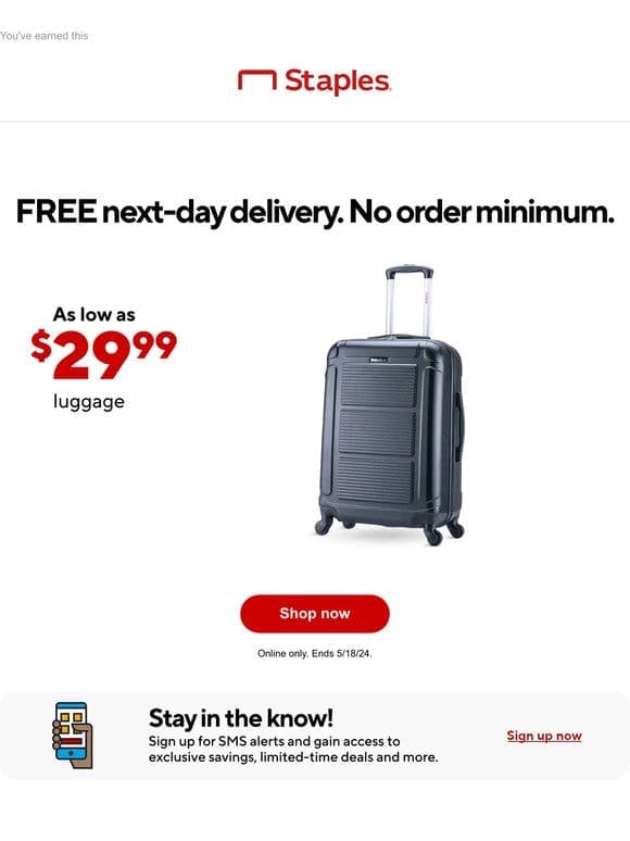 Confirmed! Luggage as low as $29.99
