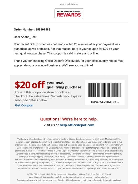Courtesy $20 Off Coupon