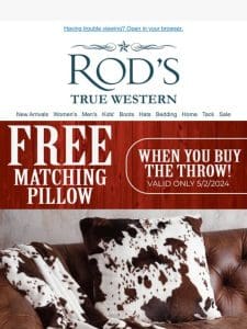 Cowprint Throw + Free Matching Pillow! Shop Now