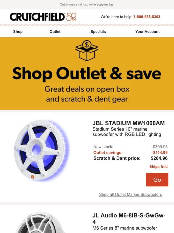 Crutchfield Outlet Savings up to $195