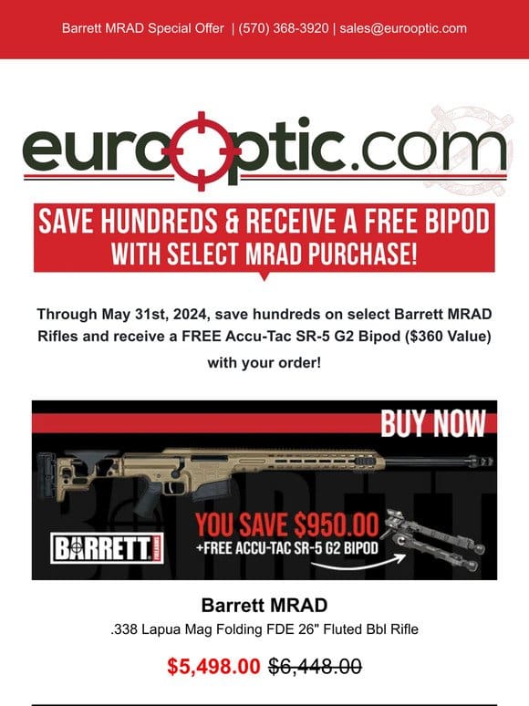 DOUBLE THE SAVINGS: $950 Off In-Stock Barret MRAD Rifles!