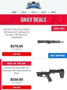 Deal of the Day! | PSA Complete MOE+ EPT Pistol Lower w/ PDW Brace $259.99!