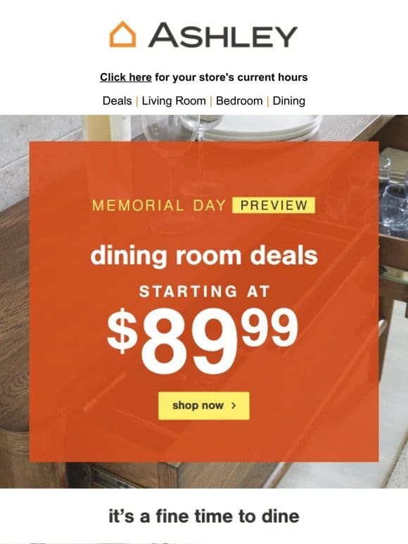 Dining Deals from $89.99 – Memorial Day Preview!
