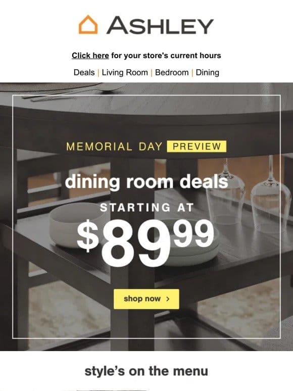 Dining Deals starting at $89.99 – Memorial Day Preview!