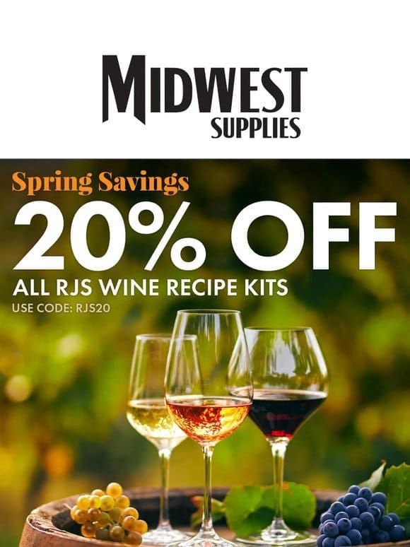 Don’t Miss 20% Off RJS Wine Recipe Kits