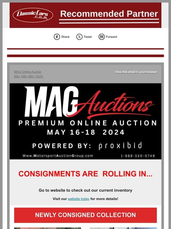 Don’t miss MAG Auctions’ premium online auction May 16-18!