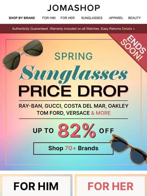 ENDS SOON ? SPRING SUNGLASSES CLEARANCE