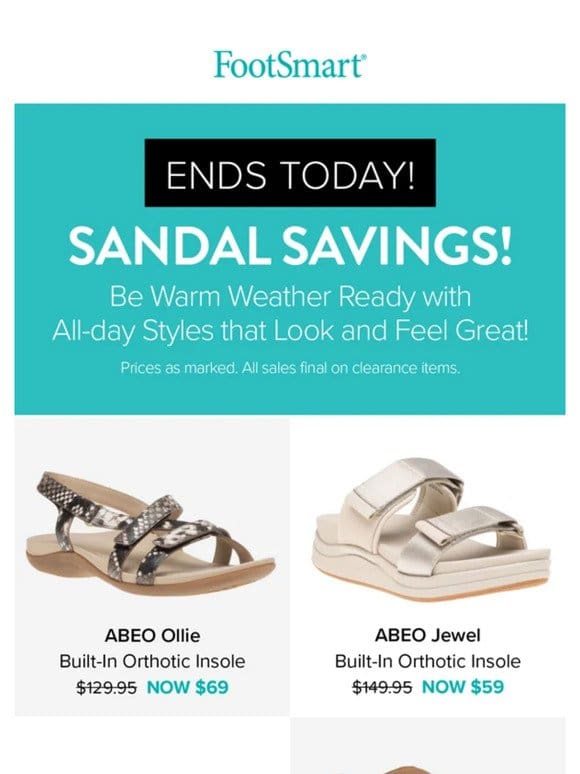ENDS TODAY! Sandal Savings ⏰