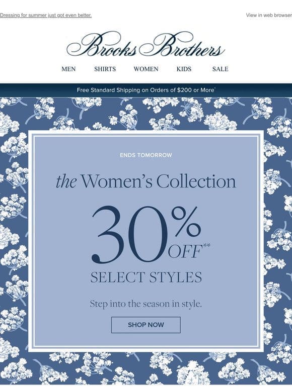 ENDS TOMORROW: 30% off the best women’s styles