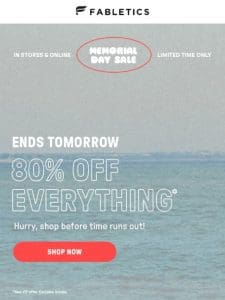 ENDS TOMORROW – Memorial Day Sale