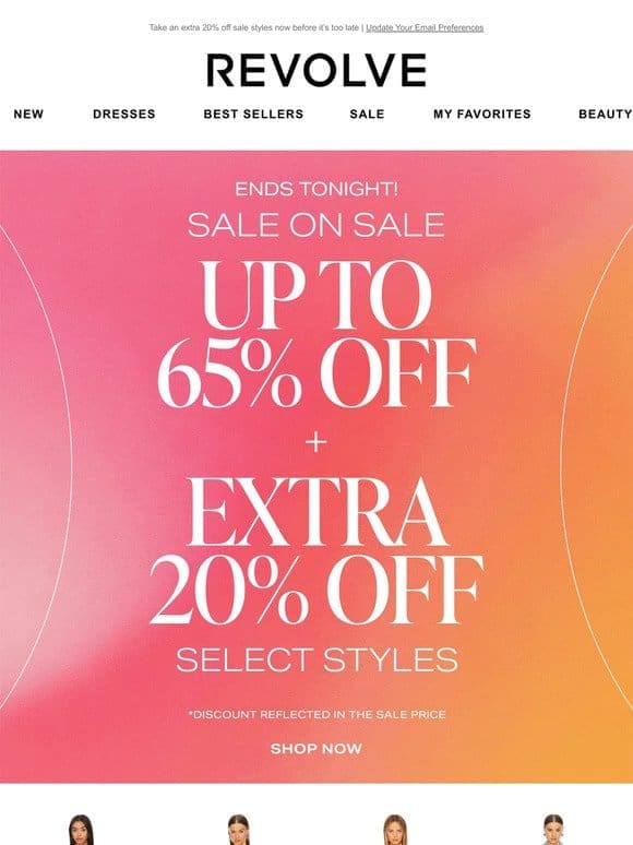 ENDS TONIGHT: EXTRA 20% OFF SALE