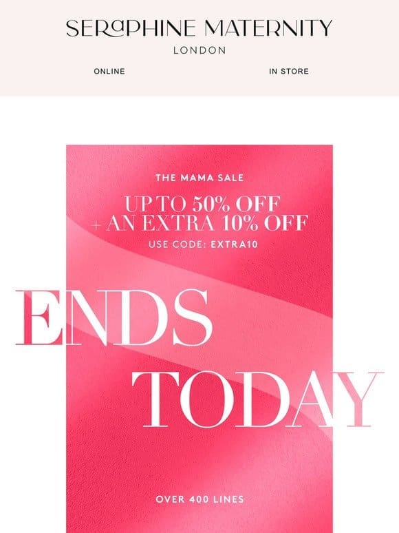 ENDS TONIGHT | Sale up to 50% off