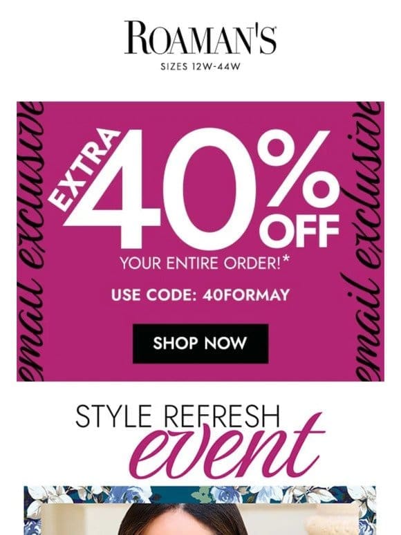 ENJOY!  An extra 40% off just for YOU!