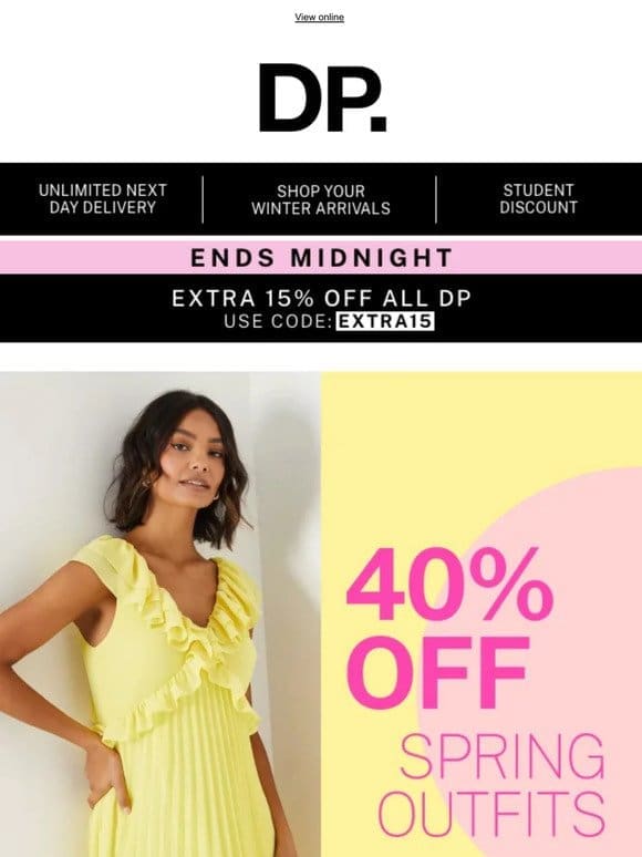 EXTRA 15% off ENDS MIDNIGHT