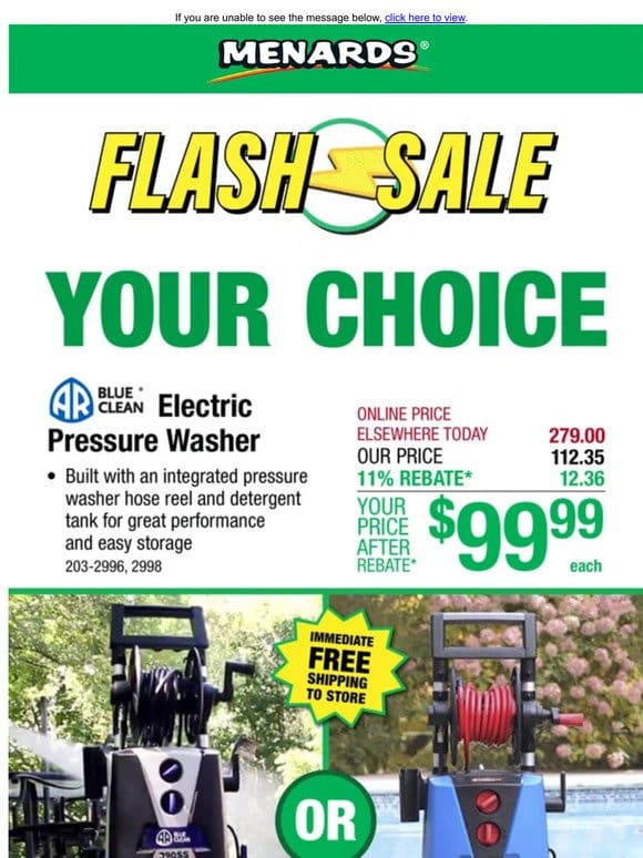 Electric Pressure Washers ONLY $99.99 After Rebate*!