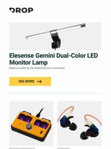 Elesense Gemini Dual-Color LED Monitor Lamp， DOIO Haptic Macro Pad With Haptic Feedback & Buzzer Mode， Akoustyx R-120 Studio Reference IEM and more…