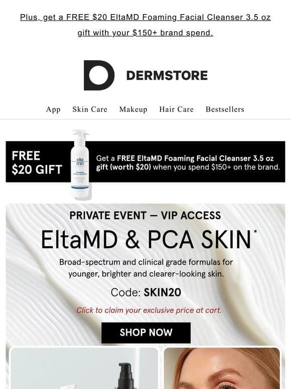 EltaMD and PCA SKIN: VIP pricing on their 5-star faves