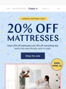 Ending soon: 20% off mattresses ?