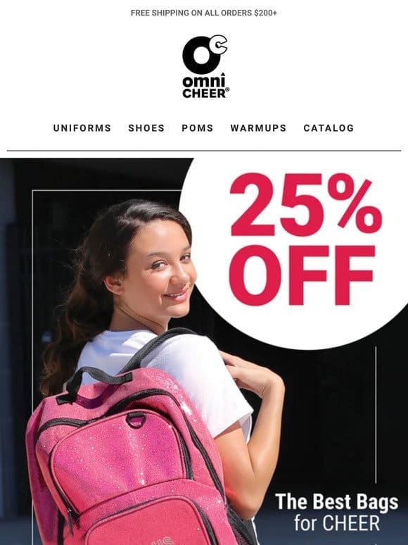 Ends Tonight: 25% Off Cheer Bags!
