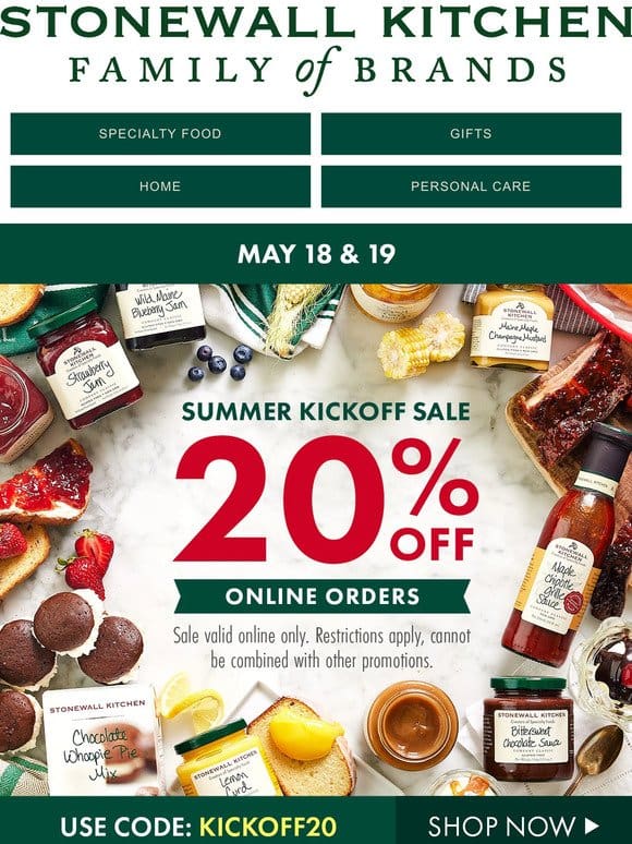 Enjoy 20% OFF with Our Summer Kickoff Sale!