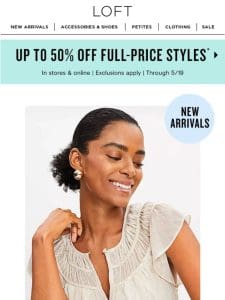 Enjoy up to 50% off new summer tops