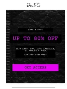 Exclusive Early Access: Up to 80% OFF Sample Sale