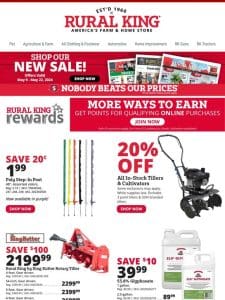 Explore Our Farm & Ag Deals! $100 Off RK by King Kutter Rotary Tillers， Save $10 on 53.8% Glyphosate & More!