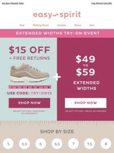 Extended Widths Sneakers & Sandals Starting at $49