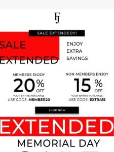 Extended   up to 50% off sitewide