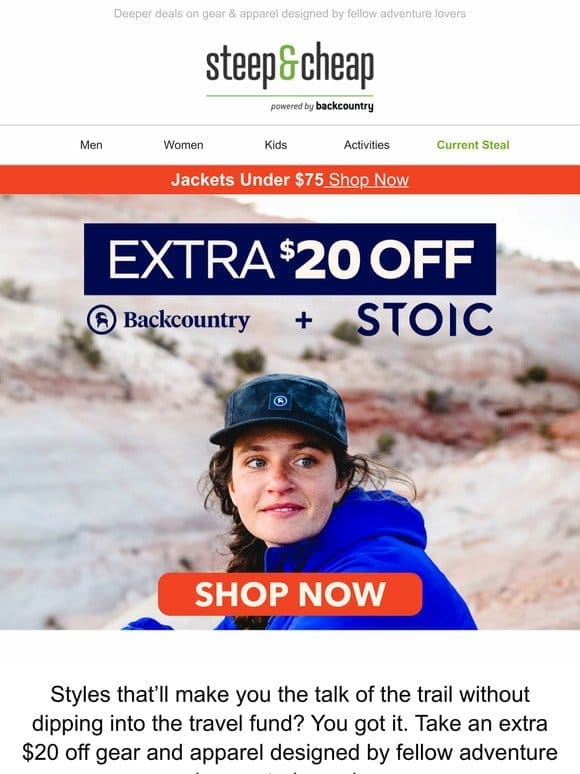 Extra $20 off Backcountry + Stoic