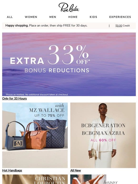 Extra 33% Off BONUS Reductions for 33 HRS