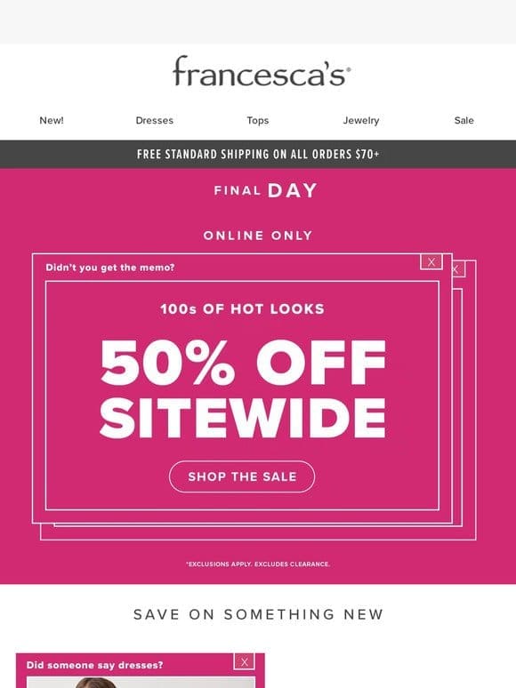 FINAL DAY   50% OFF