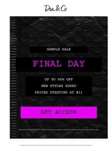 FINAL DAY: Designer Styles Up to 80% OFF