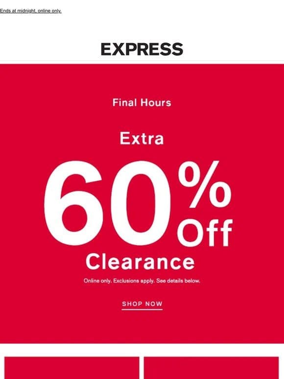 FINAL HOURS | EXTRA 60% OFF CLEARANCE