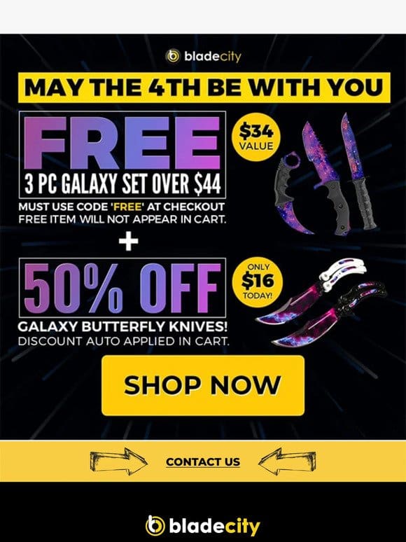FREE Cosmic Set + 50% OFF Galaxy Butterfly Knives!