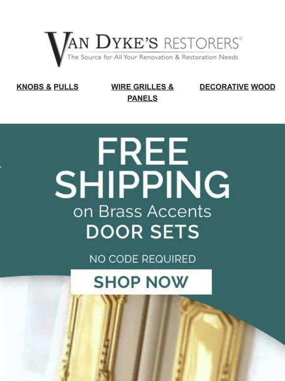 FREE SHIPPING – Brass Accents Door Sets