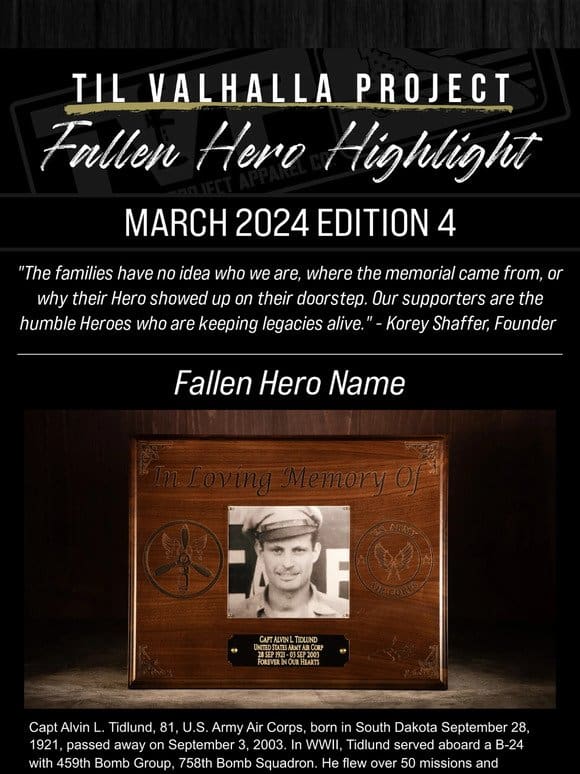Fallen Hero Newsletter | Please Take A Moment For These Fallen Heroes