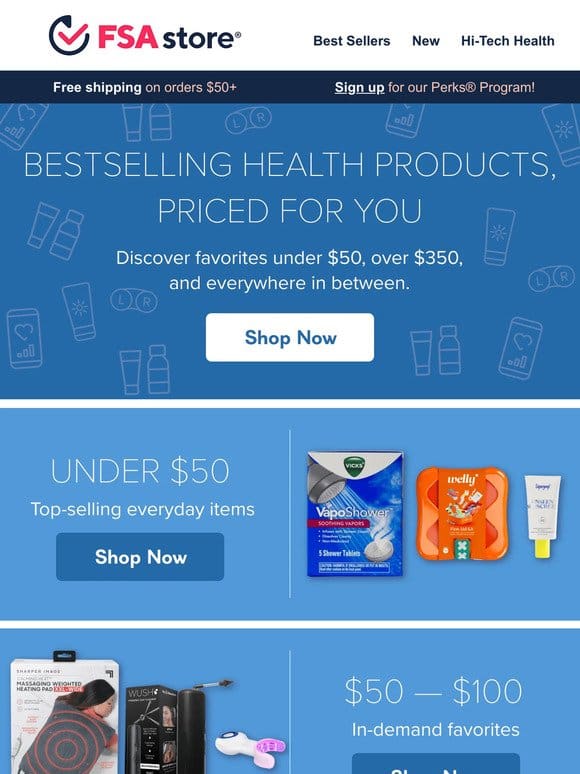 Fave FSA eligible health products at every price point