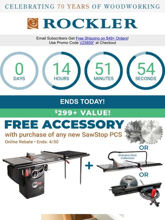 Final Call: Sawstop Free Upgrade Offer and Other Power Tool Deals End Today!