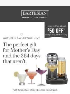 Final Days: Get $50 off a Bartesian with any cocktail purchase!