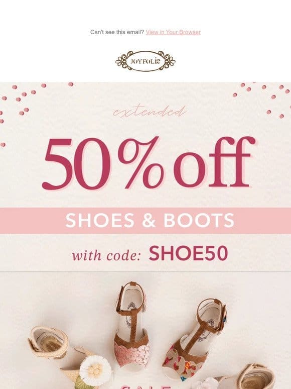 Final Hours for 50% Off Shoes ?