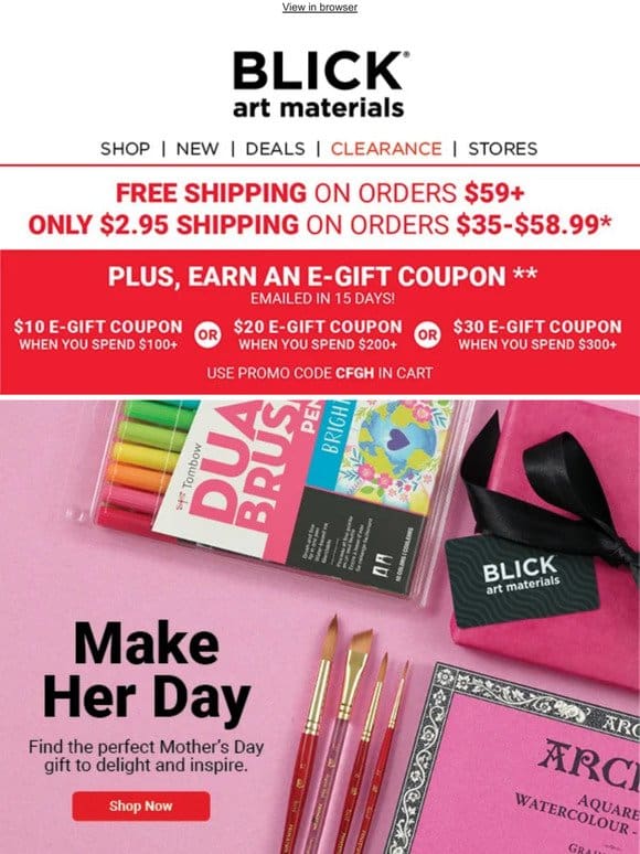 Find the perfect Mother’s Day gift + earn up to $30 E-GIFT COUPON!