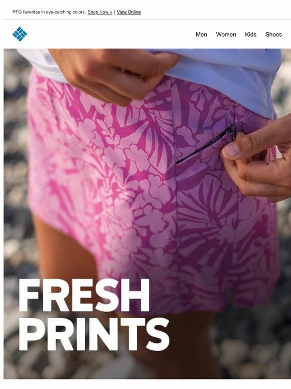 Fishing gear in prints that pop.