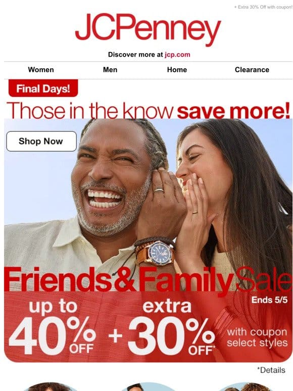 Friends & Family Sale   Up to 40% Off