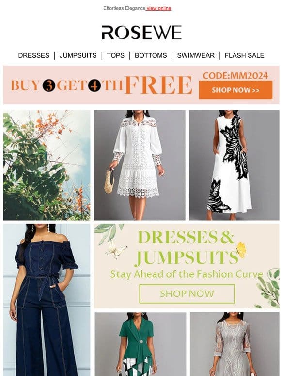 GET 4TH FREE: NEW Dresses & Jumpsuits Collection!