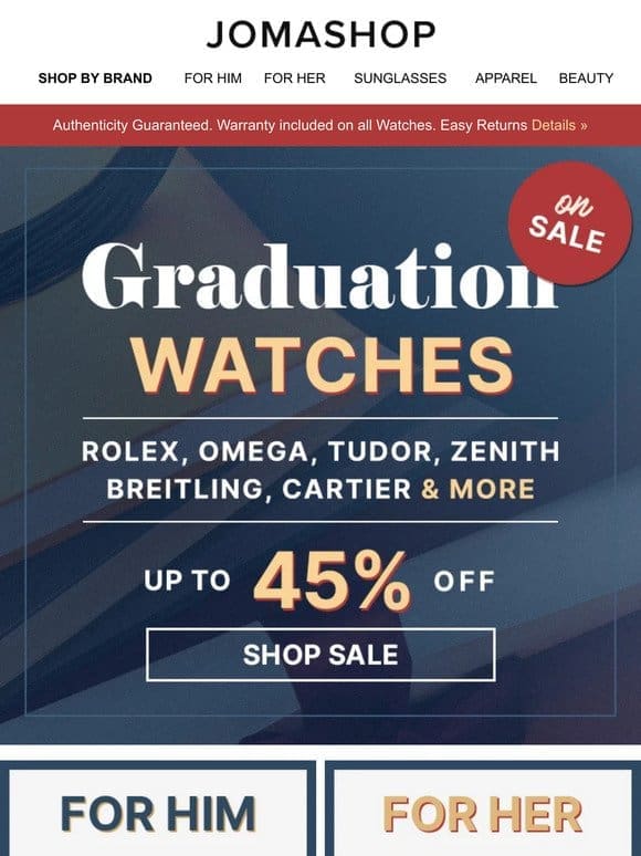 ? GRADUATION WATCHES SALE ? UP TO 45% OFF