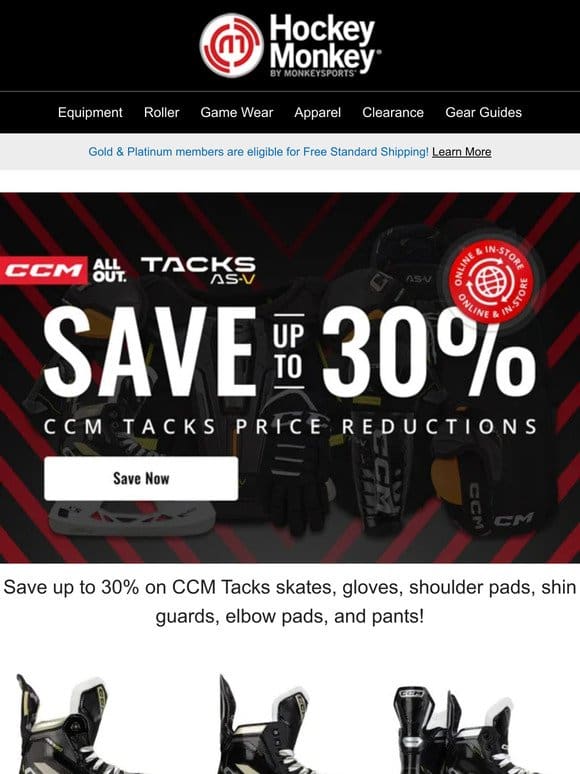 ? Gear Up and Save: Enjoy Up to 30% Off CCM Tacks Hockey Gear Today! ??