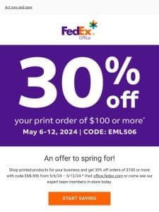 Get 30% off print orders of $100 or more with code EML506*
